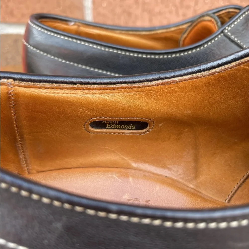Allen Edmonds Mapleton Mens Size 8 Bicycle Toe Derby Shoe Black Leather USA Made
